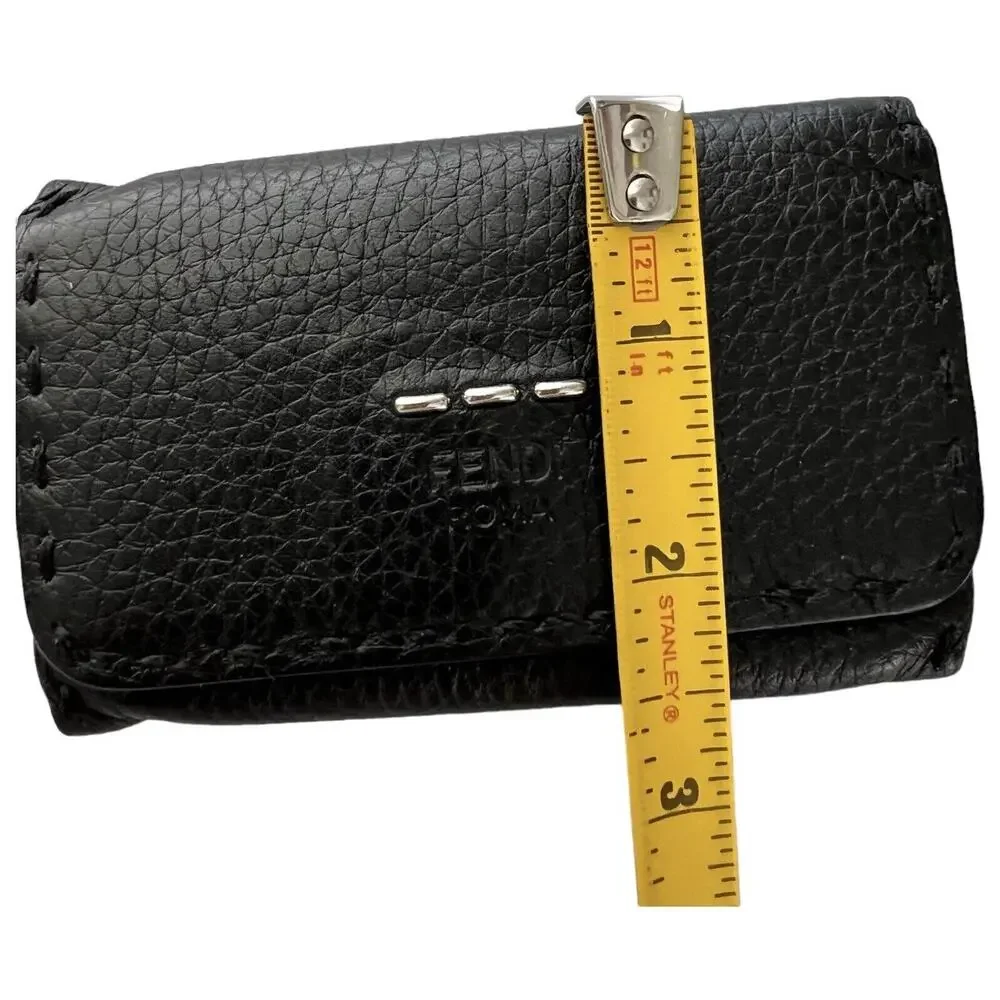 Fendi Selleria Black Leather Trifold Key Case Holder Roma Hand Stitched - Picture 9 of 9